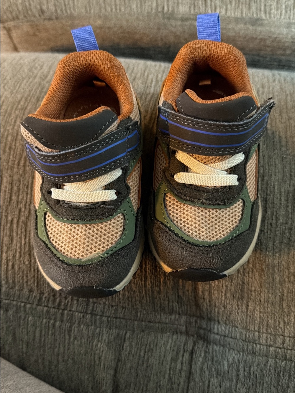 Kids Mesh Athletic Sneakers in Brown and Green